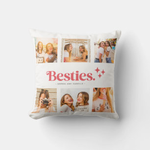 Best Friends Photo Collage With Names Cushion