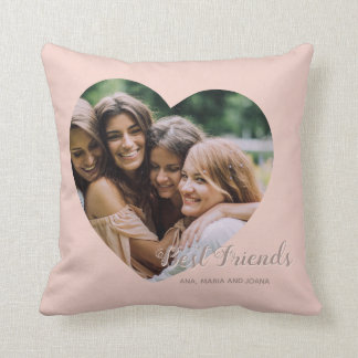Best Friends Photo Heart Cute Friendship Blus Pink Cushion