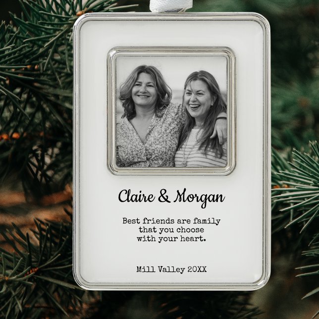 Best Friends Photo Holiday Christmas Ornament  (Best Friends Forever Modern Custom Photo Ornament.)