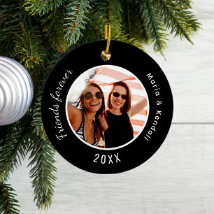 Best friends photo names black ceramic tree decoration