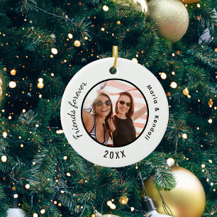 Best friends photo names white black ceramic tree decoration