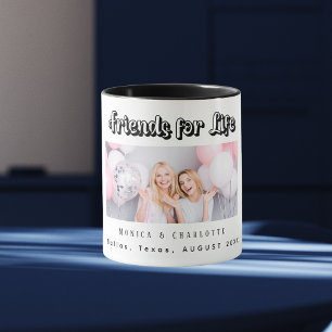 Best Friends photo names white black modern Mug