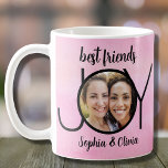 Best Friends Photo Pink  Coffee Mug<br><div class="desc">Decorate this trendy pink coffee mug with a photo of you and your best friend.
It features stylish typography and is easily customisable with your photo and names.</div>