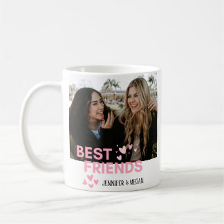 Best Friends Photo Pink Personalised Names Coffee Mug