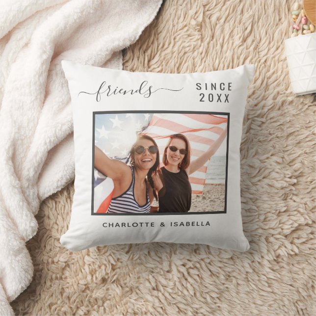 Best friends photo white names year cushion (Blanket)