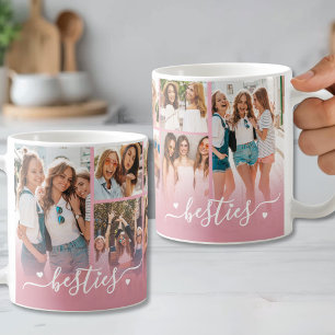 Best Friends Pink Besties Photo Collage Coffee Mug