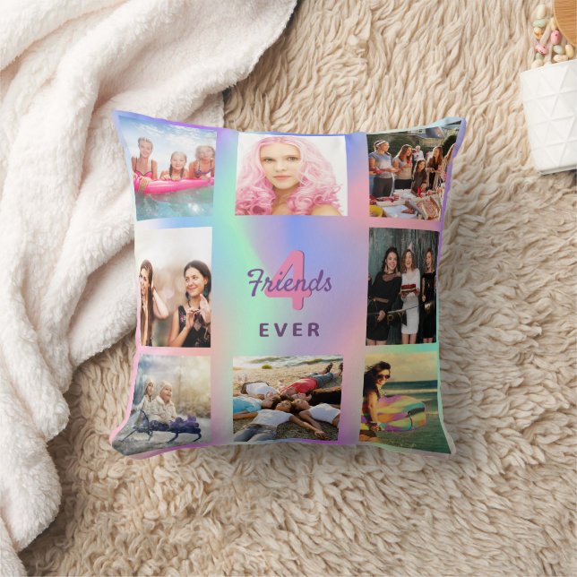 Best friends pink purple photo collage cushion (Blanket)
