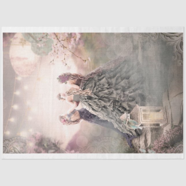 Best Friends Portrait Elegant Floral Bird Tissue Paper (Front)