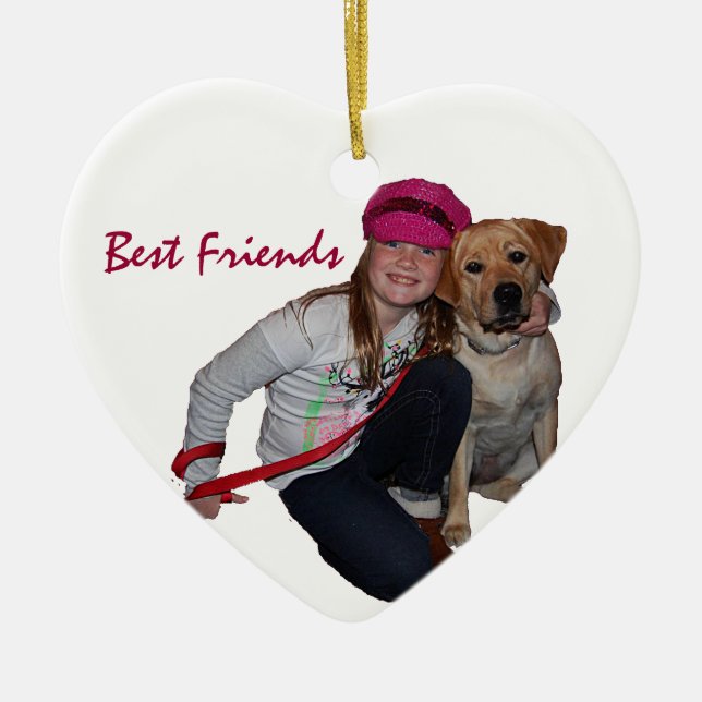 Best Friends-Pretty Girl & Puppy Ceramic Tree Decoration (Front)
