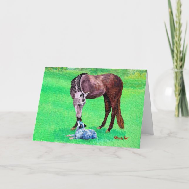 Best Friends Quarter Horse Dog Blank Card (Front)