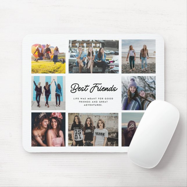 Best Friends Quote Eight Photo Collage Mouse Pad (With Mouse)