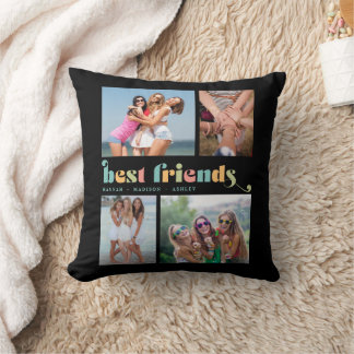 Best Friends Retro 4 Photo Collage Cushion