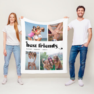 Best Friends Retro 4 Photo Collage Fleece Blanket