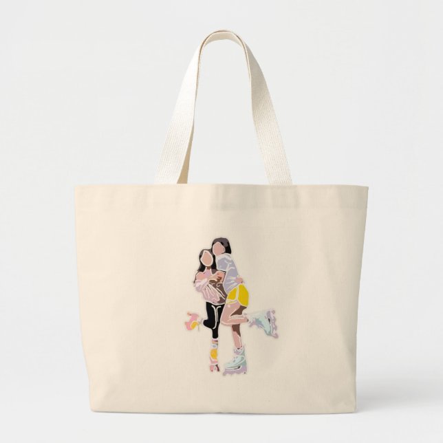 Best Friends Roller Skate Large Tote Bag (Front)