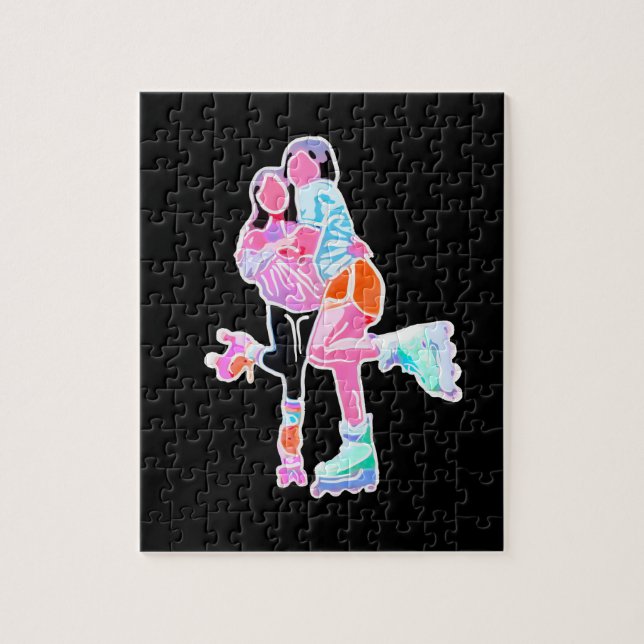 Best Friends Roller Skate Neon  Jigsaw Puzzle (Vertical)