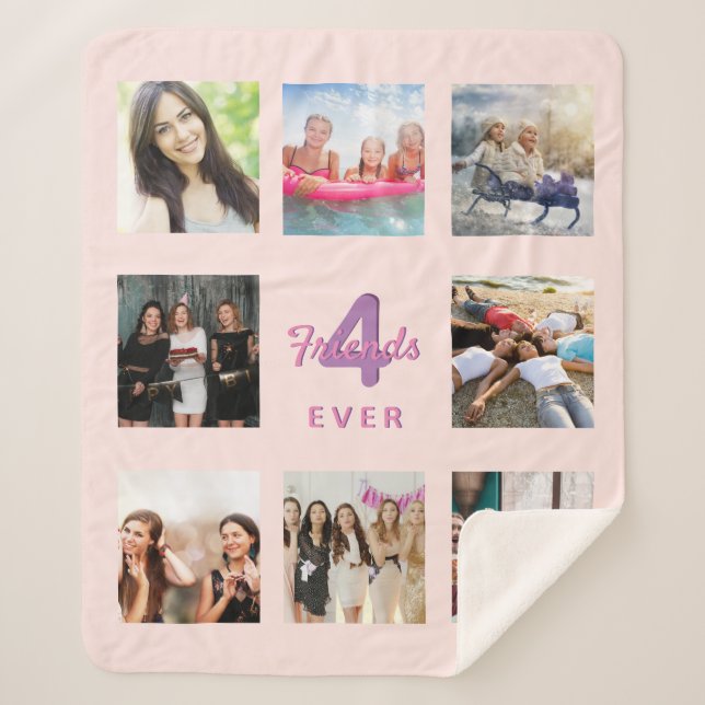 Best friends rose gold blush photo sherpa blanket (Front)