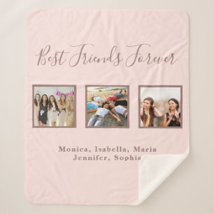 Best friends rose gold blush photo sherpa blanket