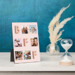 Best friends rose gold blush pink photo collage plaque<br><div class="desc">A unique gift for your best friend(s) celebrating your life together with a collage of 6 of your own photos,  pictures. A girly rose gold,  blush pink background.  The letters BFF are written in rose gold with a balloon style font.</div>