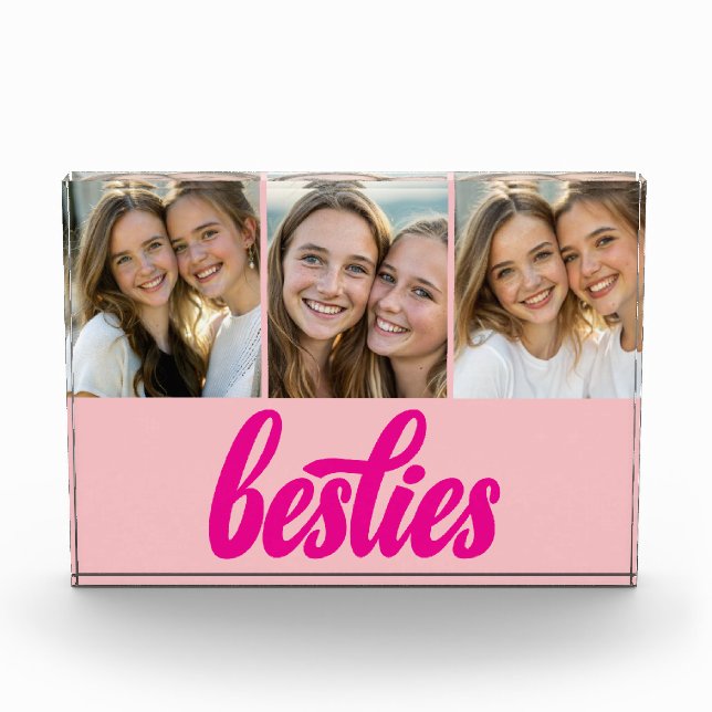 Best Friends Script Gift For Friends Photo Collage Block (Front)