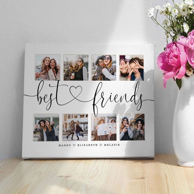 Best Friends Script Gift For Friends Photo Collage Canvas Print (Creator Uploaded)