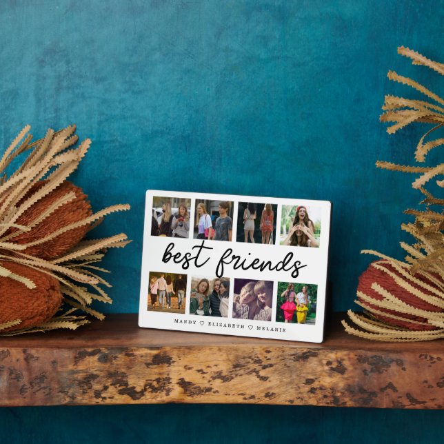Best Friends Script Gift For Friends Photo Collage Plaque (Side)