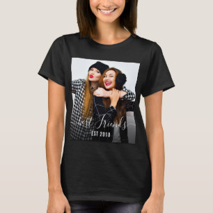 BEST FRIENDS   Script lettering overlay black T-Shirt