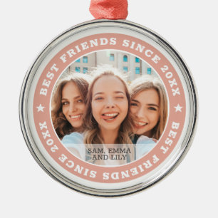Best Friends Since 20XX BFF Simple Modern Photo Metal Tree Decoration