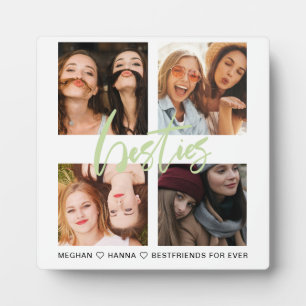 Best friends Square 4 Photos collage green besties Plaque