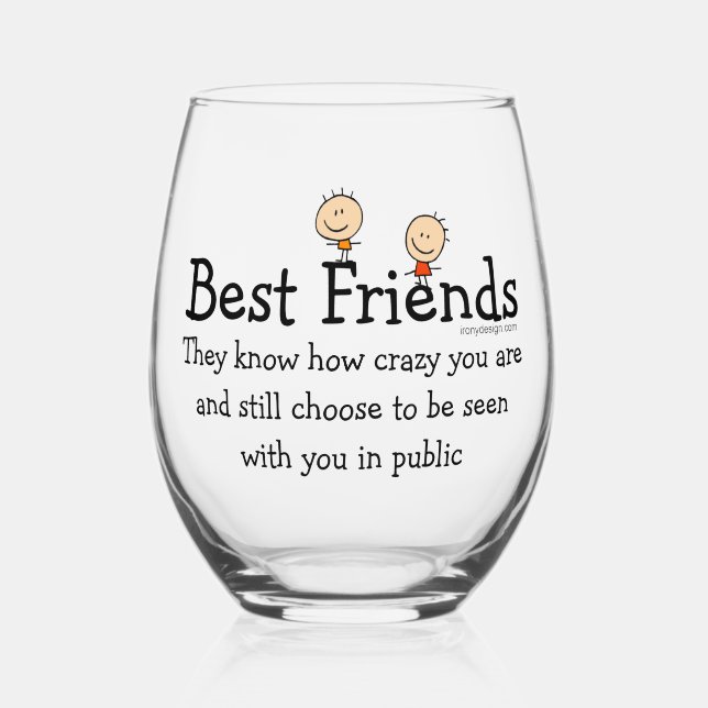 Best Friends Stemless Wine Glass (Front)