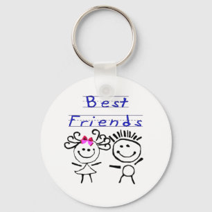 Best friends stick figure key ring