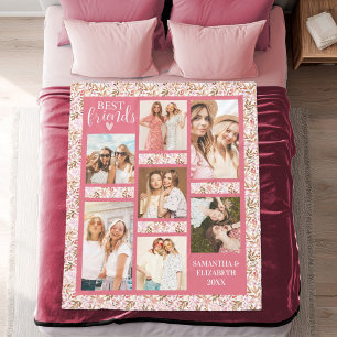 Best Friends Stylish BFF Friendship Pink Photo Fleece Blanket