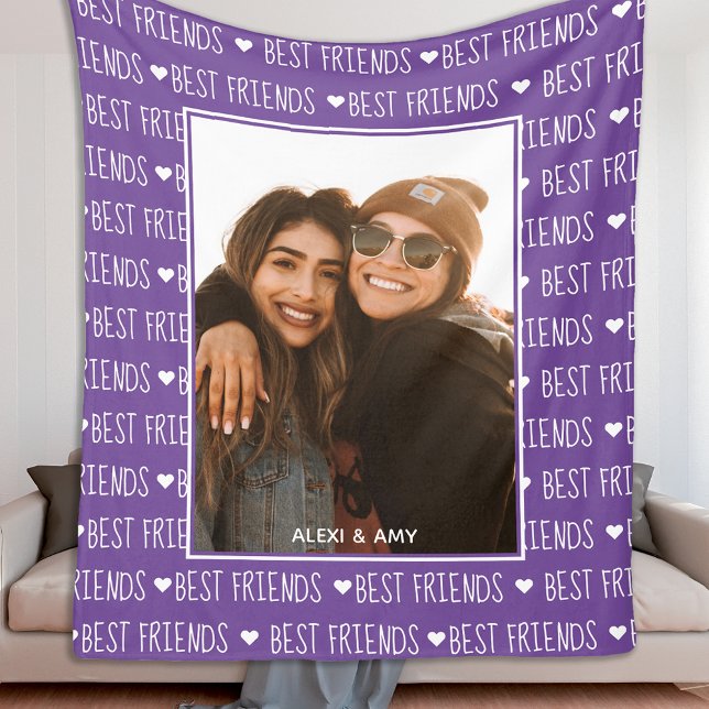 Best Friends Stylish BFF Purple W Friendship Photo Fleece Blanket (Creator Uploaded)