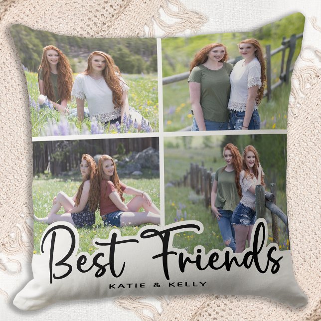 Best Friends Stylish Friendship Photo Collage Cushion (Creator Uploaded)