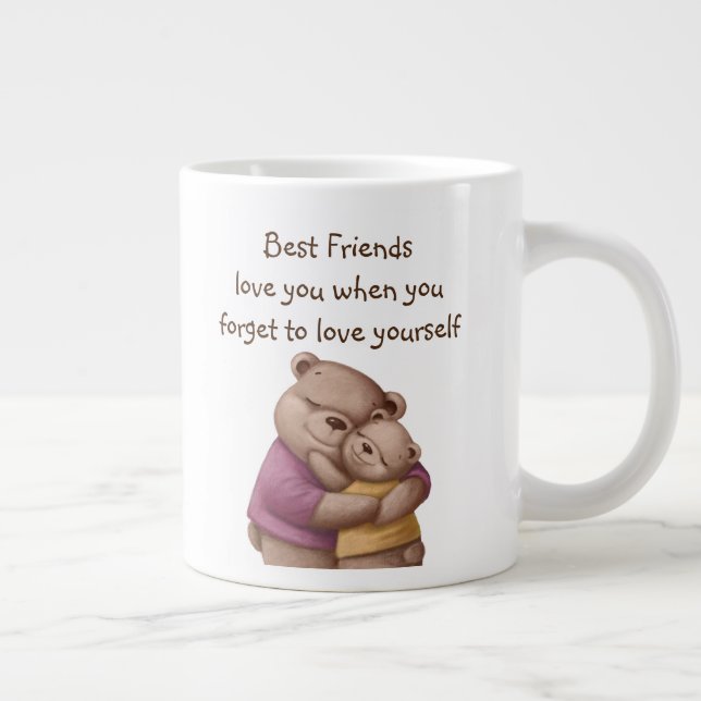 Best Friends Teddy Bear Love you Inspirational  Large Coffee Mug (Right)
