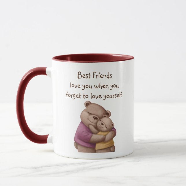 Best Friends Teddy Bear Love you Inspirational  Mug (Left)