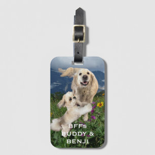 Best Friends Two Dogs in Field of Flowers BFFs Luggage Tag