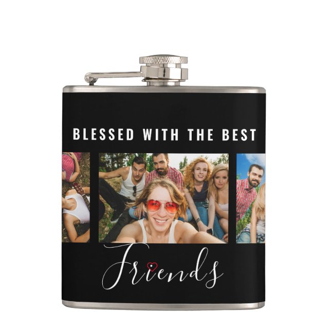 Best Friends Upload Own Image Vinyl Wrapped Flask (Front)