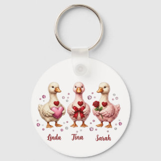Best friends Valentine Geese friends  Key Ring