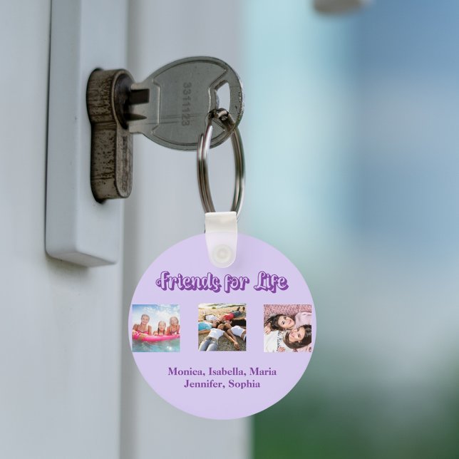Best friends violet purple script photos names key ring (Creator Uploaded)
