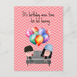Best Friends & Wine Birthday  Postcard