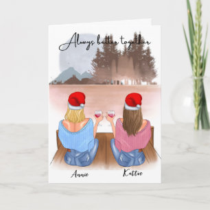 Best Friends with Drinks Christmas Card