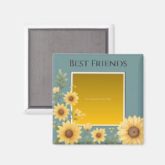 Best Friends Yellow Sunflowers Custom Photo Magnet