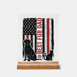 Best Fur Dad Vintage Flag Dog Cat Shirt Design_1 Acrylic Sign