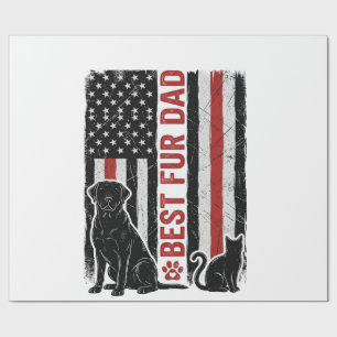 Best Fur Dad Vintage Flag Dog Cat Shirt Design_1 Wrapping Paper