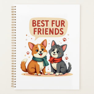 Best Fur Friends Vintage Cute Cat and Dog Cartoon Planner