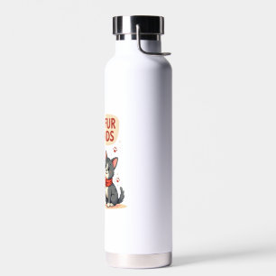 Best Fur Friends Vintage Cute Cat and Dog Cartoon  Water Bottle
