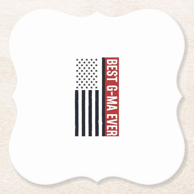 Best G-Ma Ever Patriotic Flag Vector Design_1 Paper Coaster (Front)