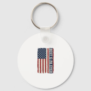Best G-PA Ever Patriotic Flag Vintage Shirt Design Key Ring