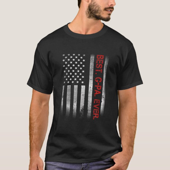 Best G-Pa Ever Vintage American Flag For Dad Papa T-Shirt (Front)