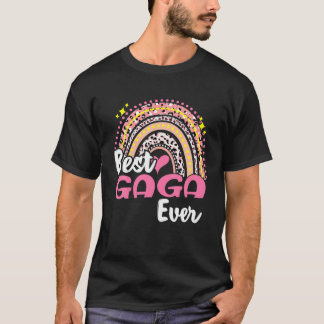 Best Gaga Ever Funny Pink Leopard Rainbow Mothers T-Shirt